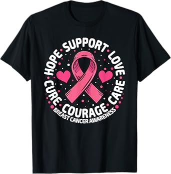 Breast Cancer Support Pink Ribbon Breast Cancer Awareness T-Shirt