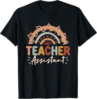 Teacher Assistant Rainbow Back To School Student Teachers T-Shirt for Men Women Girls Kids