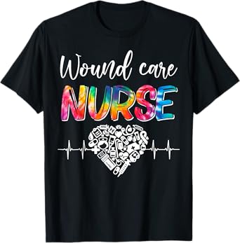 Wound Care Nurse Tie Dye Heartbeat Heart Nurse Day Nursing T-Shirt