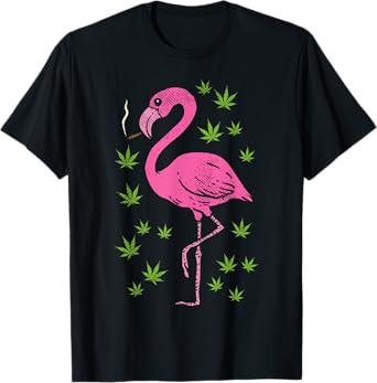 Flamingo Bird Smoking Weed Cannabis Blunt 420 Stoner Gift T-Shirt