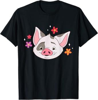 Disney Moana 2 Big Face Pua Tropical Flowers Cute Costume T-Shirt