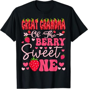 Great Grandma Of The Berry Sweet One Strawberry 1St Birthday T-Shirt