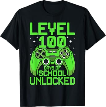 100th Day of School Boys Level 100 Days of School Unlocked T-Shirt