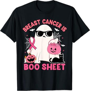 Breast Cancer Is Boo Sheet Pink Ribbon Halloween Ghost Funny T-Shirt