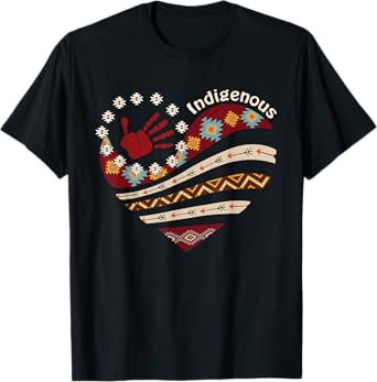 Indigenous Native American Blood Red Hand Heart Shape Womens T-Shirt