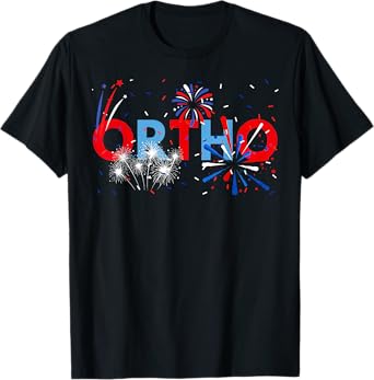 Retro Ortho Nurse Firework 4th Of July Orthopedic Nursing T-Shirt