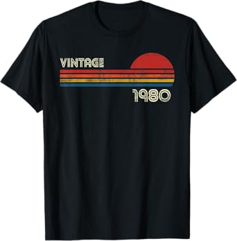 Vintage 1980 Chest Stripe Birthday T-Shirt