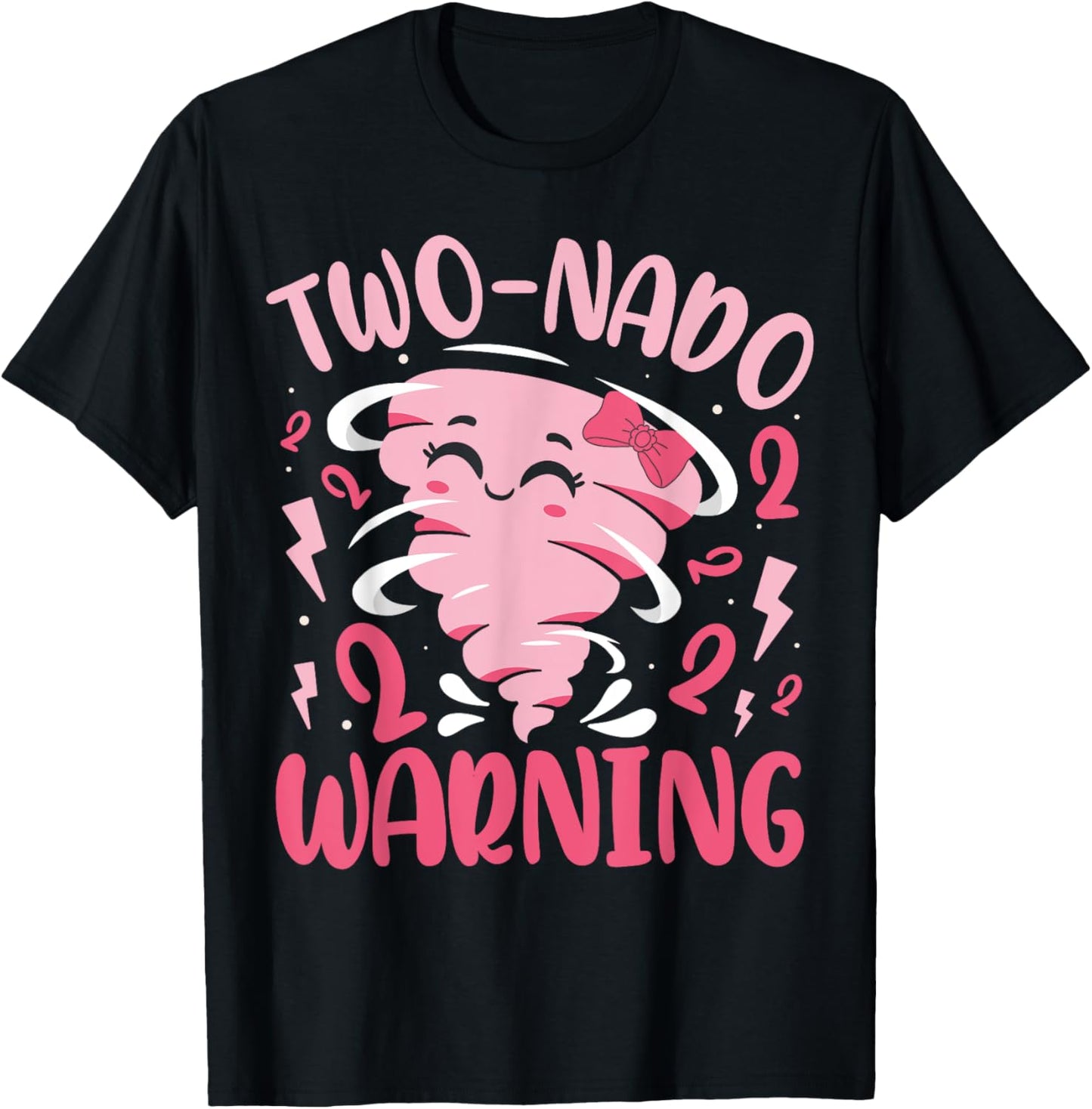 Two-nado Warning 2nd Birthday Pink Tornado Birthday T-Shirt