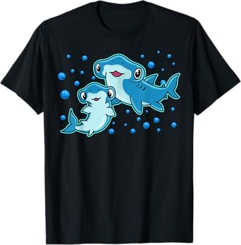 Kawaii Hammerhead Sharks Mother and Kid T-Shirt