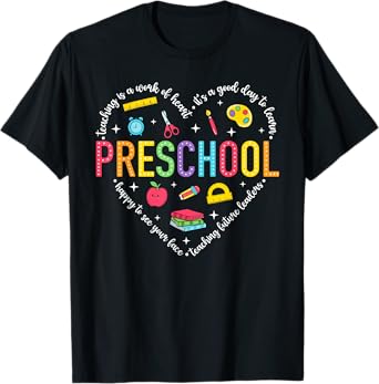 Preschool Teacher Pre-K Heart First Day Of Preschool Kids T-Shirt