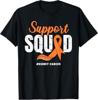Kidney Cancer Support Squad Orange Ribbon Cancer awareness T-Shirt
