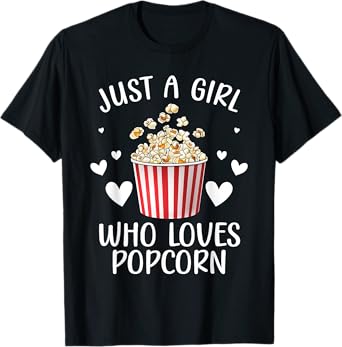 Funny Popcorn Art Girls Women Kids Popcorn Corn Kernel Lover T-Shirt