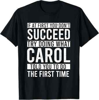 CAROL Gifts Personalized Funny Joke T-Shirt for Women, Black, Small