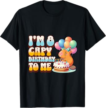I'm 8 Capy Birthday To Me Cute 8th Capybara Bday Party Kids T-Shirt