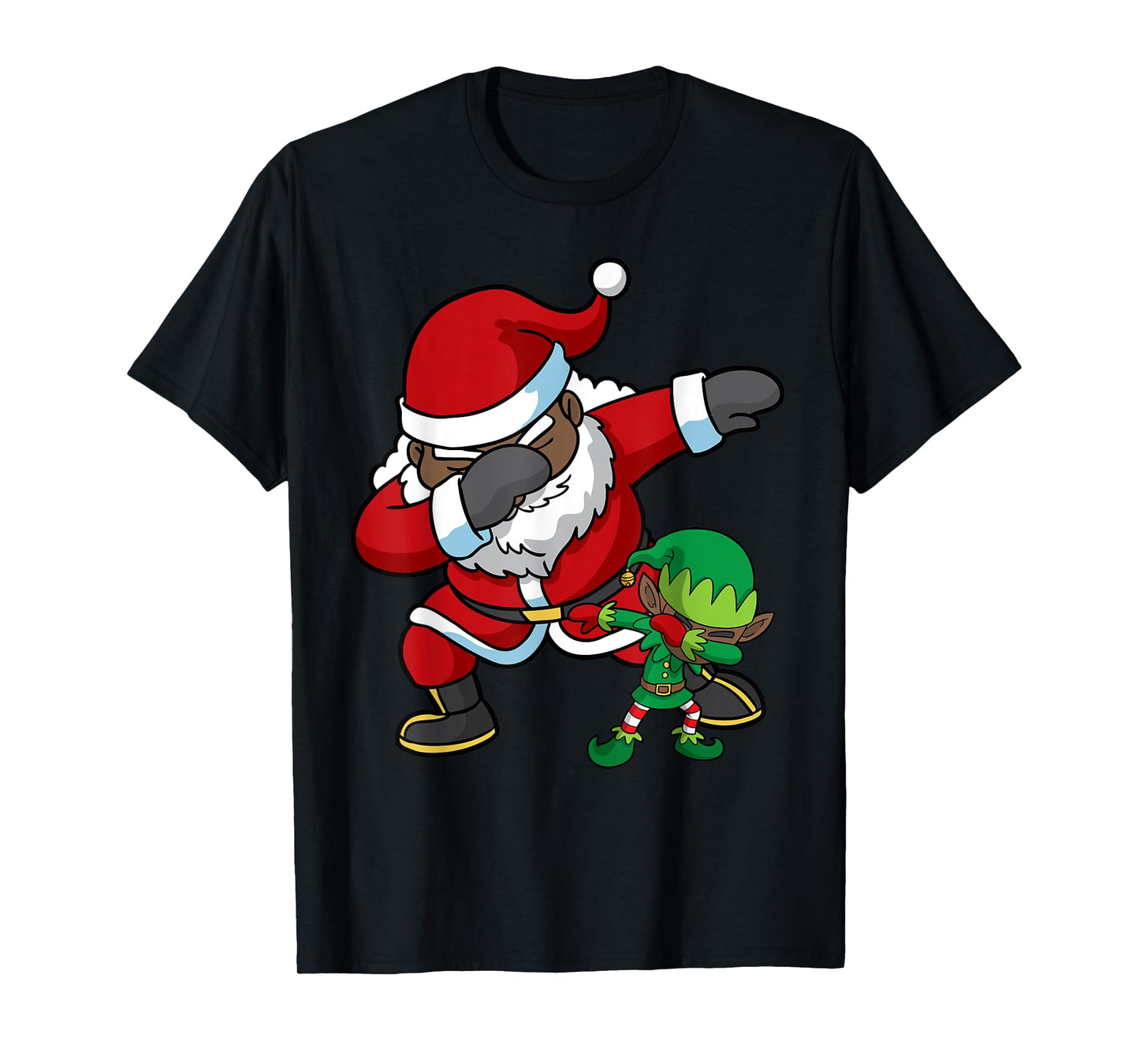 Christmas African American Dabbing Santa Claus Elf Dab Gift T-Shirt