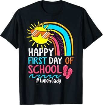 Welcome Back To School Lunch Lady Rainbow Fist day of school T-Shirt
