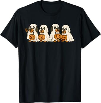 Happy Halloweenie Dachshund Dog Ghost Lazy Halloween Men Women Kids T-Shirt