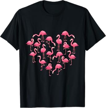 Pink Flamingo Heart love For Women Girls Kids Cute Flamingo T-Shirt
