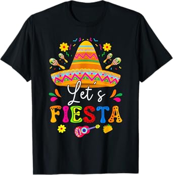 Let's Fiesta Cinco De Mayo Mexican Party Guitar Mens Womens T-Shirt