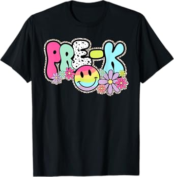 Pre-K Smile Face Retro Back To School Teacher Student T-Shirt for Men Women Kids