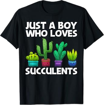 Cute Succulent Design For Boys Kids Succulent Plant Lover T-Shirt