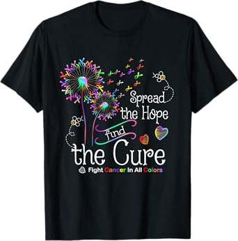 Fight Cancer In All And Every Color Ribbons Dandelion Flower T-Shirt
