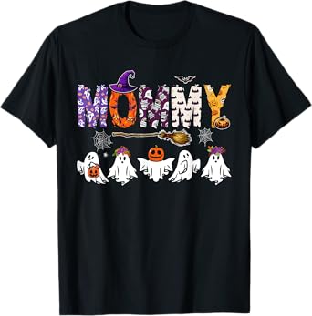 Mommy Halloween Boo Ghost Horror Costume Family Funny Party T-Shirt