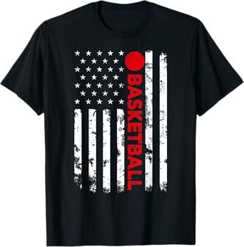 USA Flag Vintage Distressed Tee American Flag Basketball T-Shirt