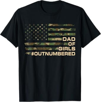 Dad Of Girls Outnumbered Fathers Day Dad Of Daughters Men T-Shirt