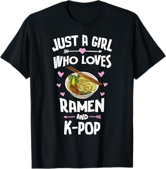 Ramen and K-Pop Graphic for Teen Girls T-Shirt