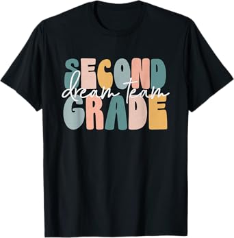 Second Grade Dream Team Retro Groovy Teacher Boys Girls T-Shirt