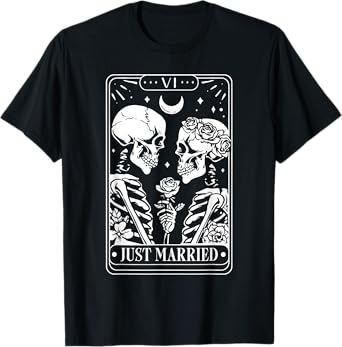 Just Married The Lovers Skeleton Couple Matching Halloween T-Shirt