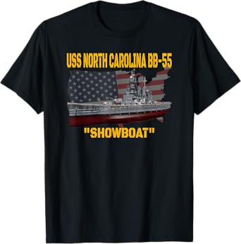 USS North Carolina BB-55 Battleship & WW2 American Warship T-Shirt