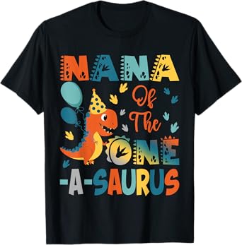 Nana Of The One-A-Saurus 2Nd Birthday Dinosaur Party T-Shirt