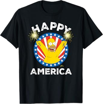 The Simpsons 4th Of July Happy America Homer Simpson T-Shirt