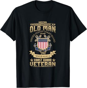 Mens Never Underestimate An Old Man | Coast Guard Gift Shirt T-Shirt