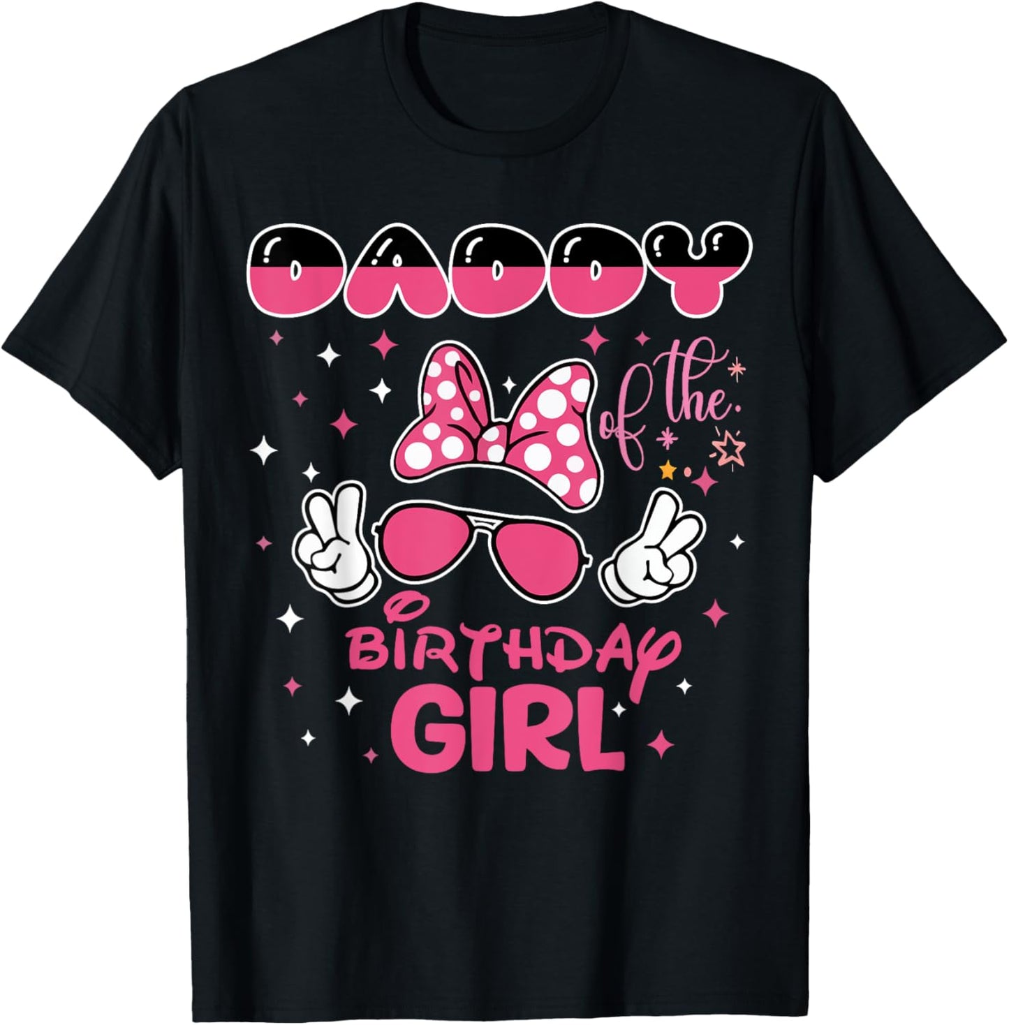 Dad And Mom Daddy Of The Birthday Girl Cute Pink Bow Family T-Shirt