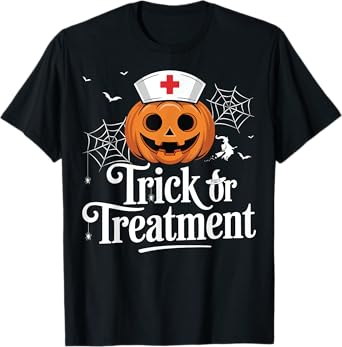 Trick Or Treatment Nursing Spooky Nurse Halloween Costume T-Shirt