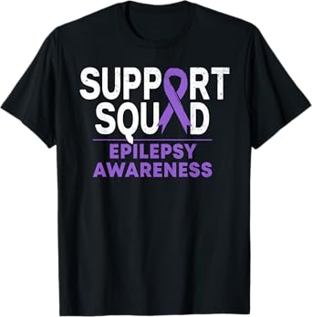 Support Squad Epilepsy Awareness Month Family Purple Ribbon T-Shirt