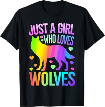 Cute Wolf Art For Women Girls Wof Pack Wolves Wolf Lover T-Shirt