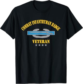 US Flag Combat Infantry Badge Veteran Patriotic 4th of July T-Shirt
