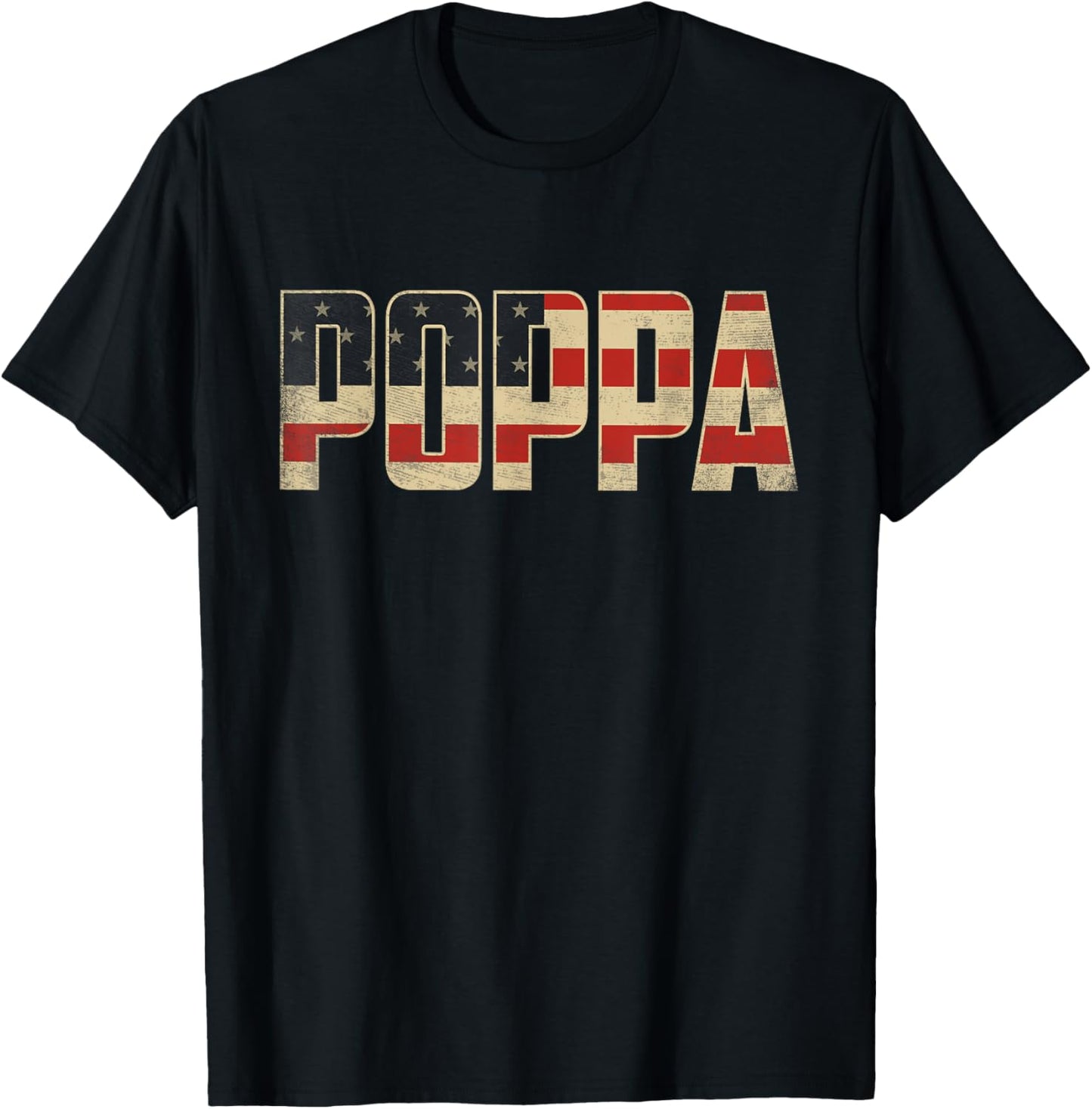 Poppa Bold Patriotic American Flag Father’s Day Poppa T-Shirt