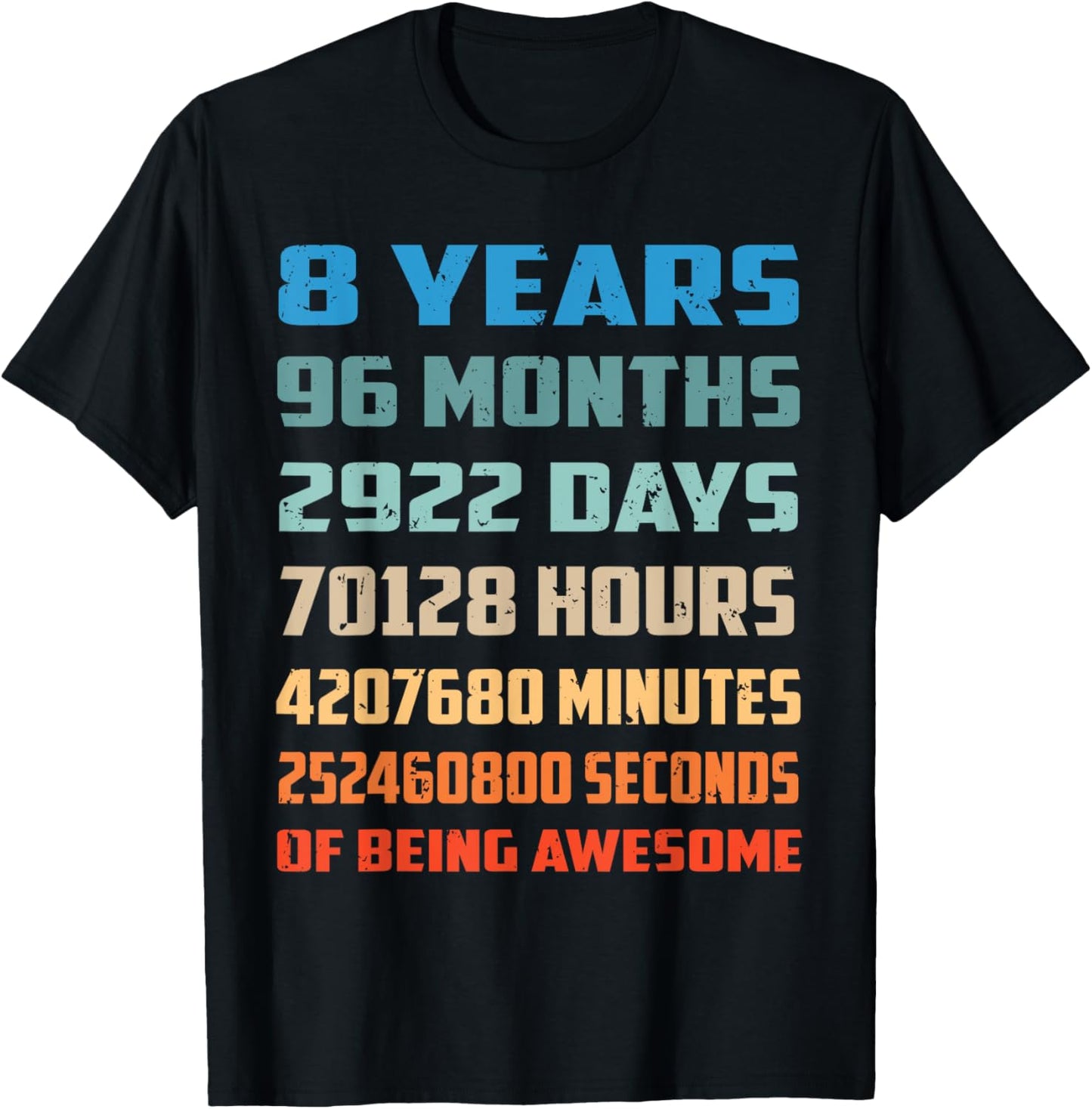 8th Birthday Boy Kids Youth Shirt 8 Years Old Being Awesome T-Shirt