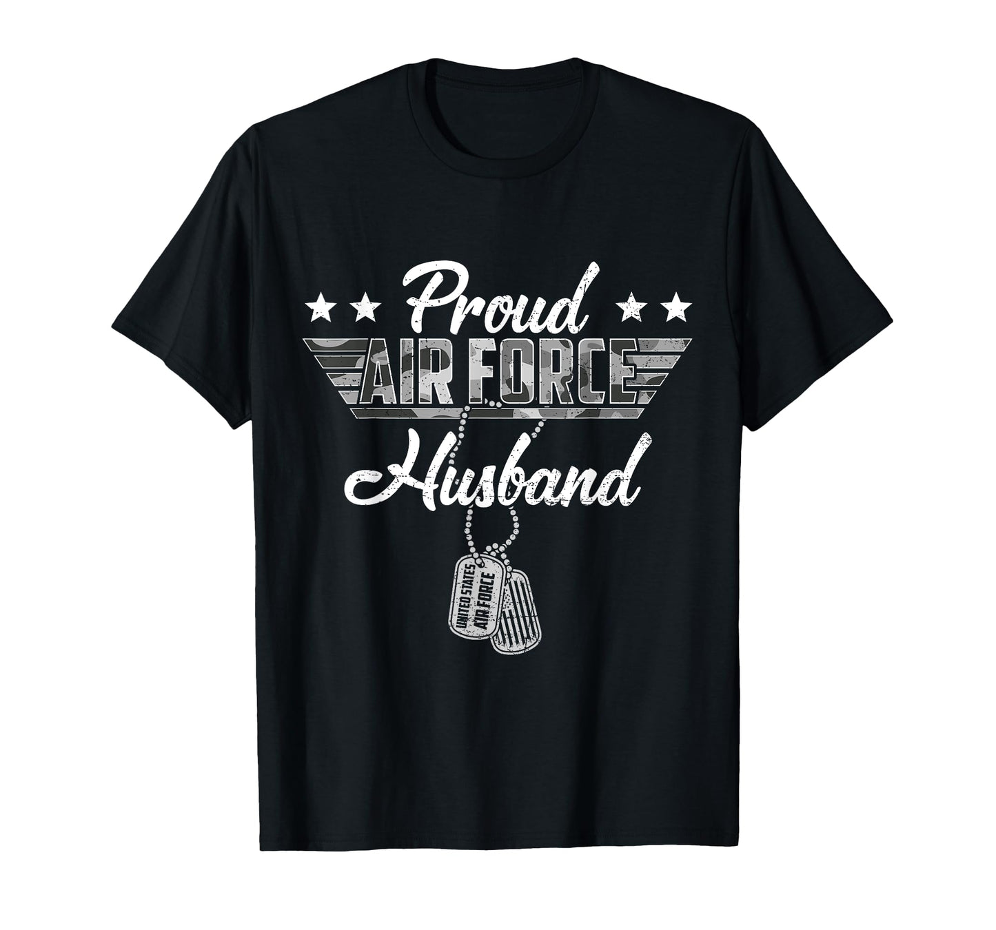 Proud Air Force Husband Camouflage USAF Veteran Airman T-Shirt