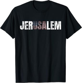 Distressed Jerusalem Jewish Israeli Gift American Flag T-Shirt