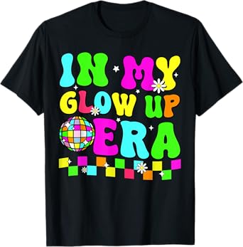In My Glow Up Era Groovy Retro Colorful Boys Girls Kids T-Shirt