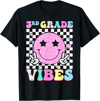 3rd Grade Vibes Groovy Back to School Third Grade Girls Kids T-Shirt