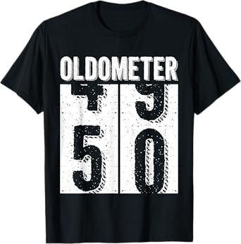 50th Birthday Gifts Oldometer 49-50 Vintage Funny Men Women T-Shirt