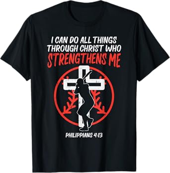 Can Do All Things Baseball Religious Christian Men Women T-Shirt