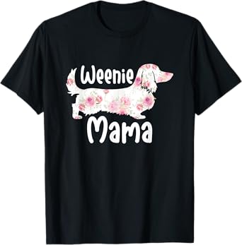 Funny Dachshund Weenie Mama Floral Wiener Dog Lover T-Shirt for Men Women